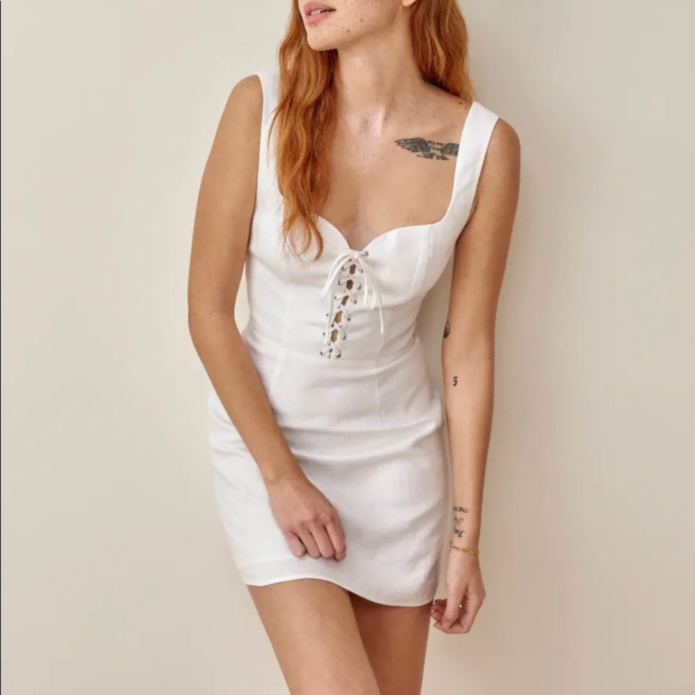 NWT Reformation Elettra Linen Dress in White - 2